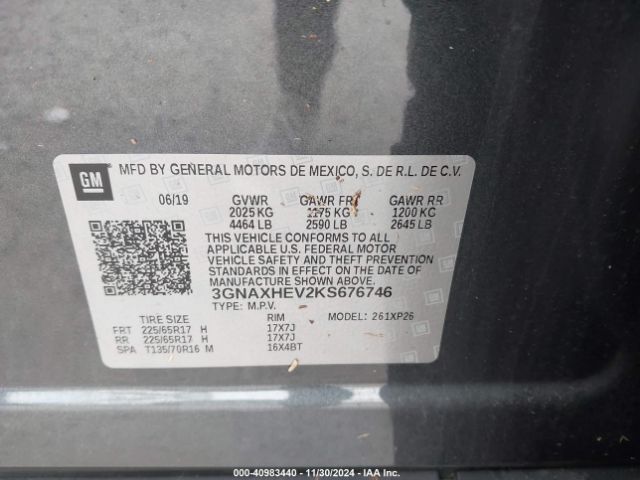 2019 CHEVROLET EQUINOX 3GNAXHEV2KS676746 Photo 8