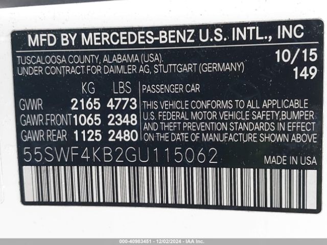 55SWF4KB2GU115062 Mercedes-Benz C 300 4matic/luxury 4matic/sport 4matic