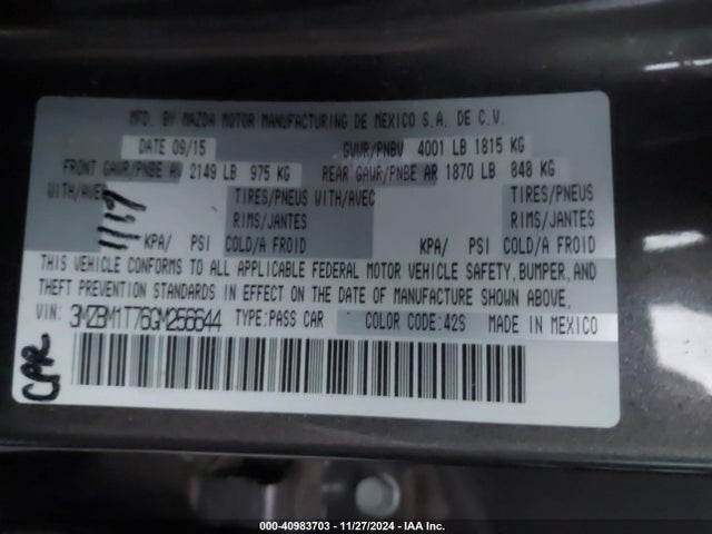 3MZBM1T76GM256644 Mazda MAZDA3