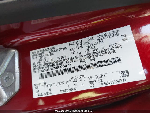 Ford ESCAPE SE 2014 1FMCU0GXXEUC04837 Image 9