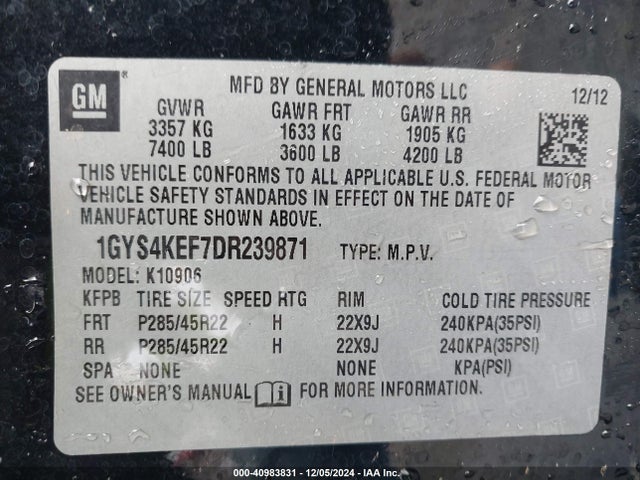 2013 CADILLAC ESCALADE ESV 1GYS4KEF7DR239871 Photo 8
