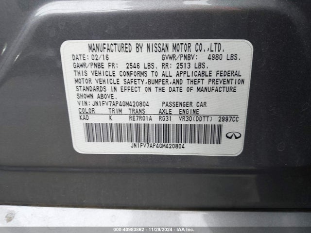 JN1FV7AP4GM420804 Infiniti Q50 3.0t Red Sport 400