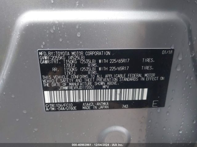JTMWFREV9JD115501 Toyota Rav4 Adventure/xle