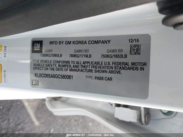 Chevrolet Spark 1lt Cvt 2016 KL8CD6SA8GC580061 Image 9