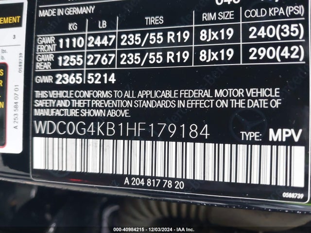 WDC0G4KB1HF179184 Mercedes-Benz Glc 300 4matic