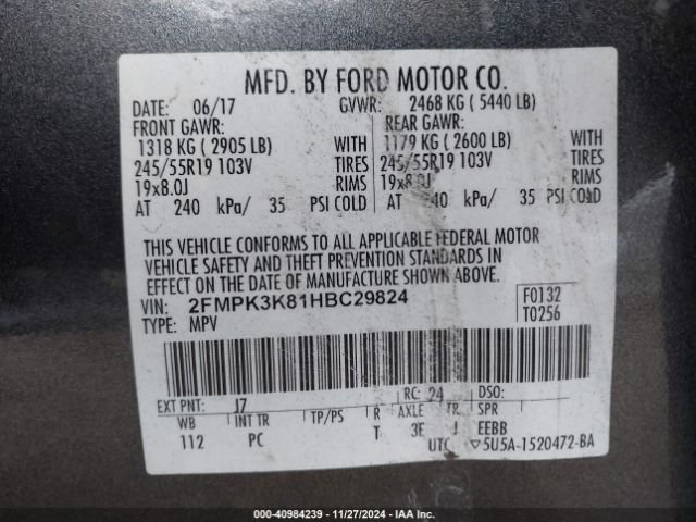 2FMPK3K81HBC29824 Ford Edge Titanium