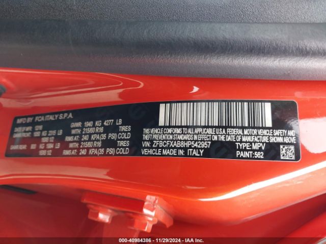 ZFBCFXAB8HP542957 Fiat 500x Pop Fwd