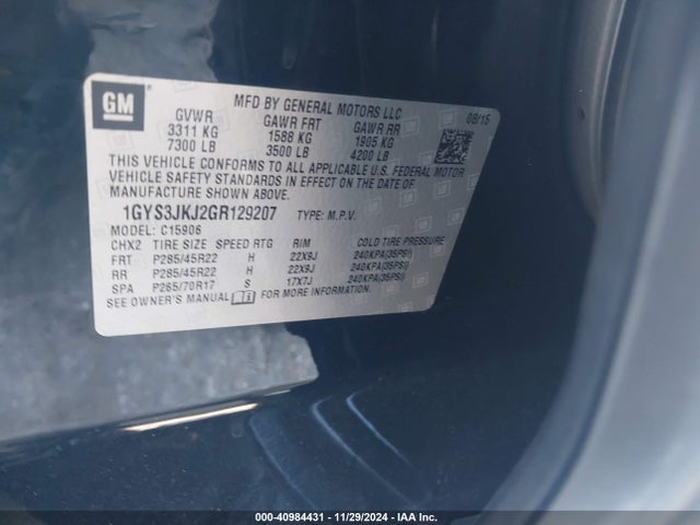 2016 CADILLAC ESCALADE ESV 1GYS3JKJ2GR129207 Photo 8