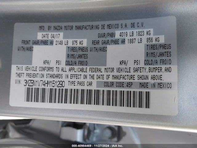 3MZBN1V74HM151290 Mazda Mazda3 Touring