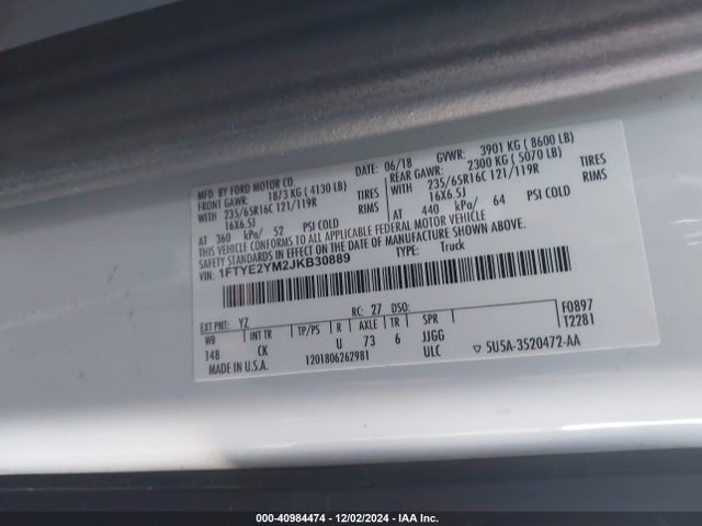 1FTYE2YM2JKB30889 Ford Transit-150
