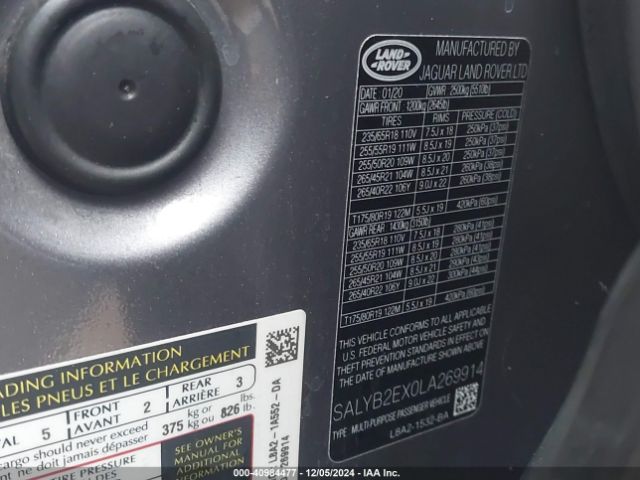 SALYB2EX0LA269914 Land Rover Range Rover Velar P250 S