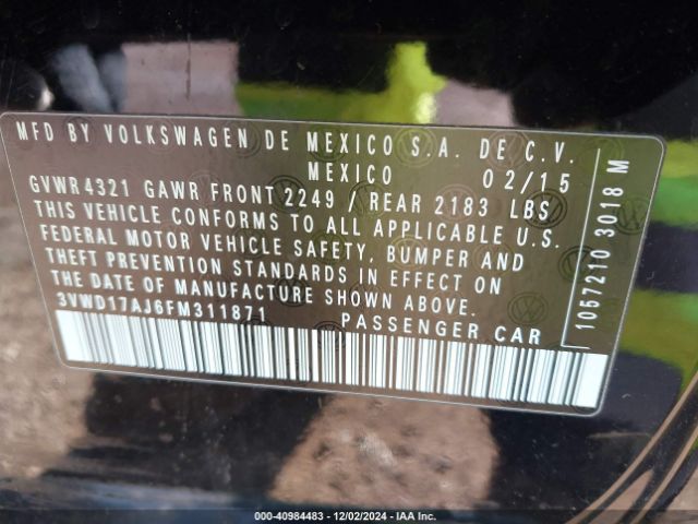 3VWD17AJ6FM311871 Volkswagen Jetta 1.8t Se