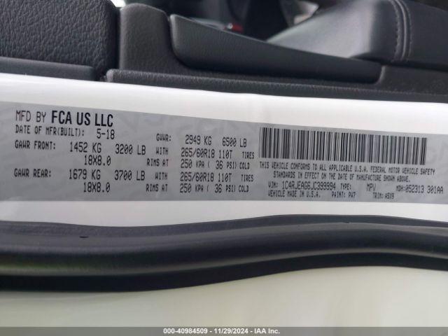 1C4RJEAG6JC399994 Jeep Grand Cherokee Laredo E 4x2