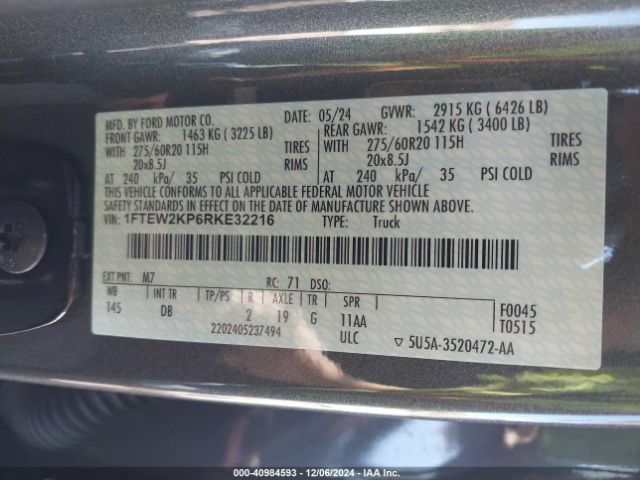 1FTEW2KP6RKE32216 Ford F-150 Stx