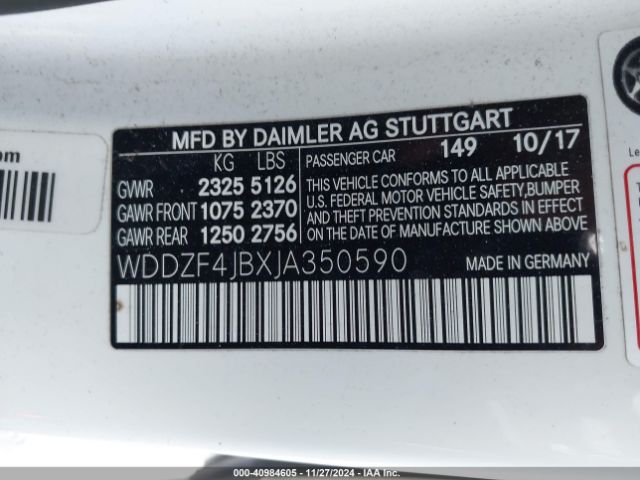 WDDZF4JBXJA350590 Mercedes-Benz E 300