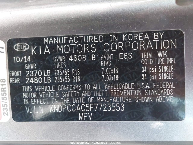 KIA Sportage Ex 2015 KNDPCCAC5F7723553 Image 9