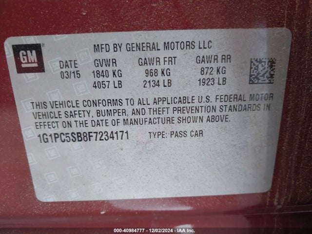 Chevrolet Cruze 1lt Auto 2015 1G1PC5SB8F7234171 Image 9