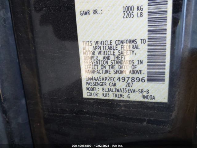 1N4AA5AP2EC497896 Nissan Maxima 3.5 Sv