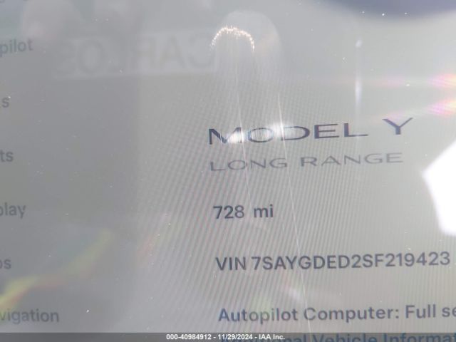 7SAYGDED2SF219423 Tesla Model Y Long Range Dual Motor All-wheel Drive