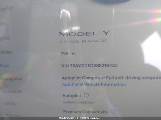 7SAYGDED2SF219423 Tesla Model Y Long Range Dual Motor All-wheel Drive