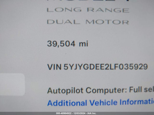 2020 TESLA MODEL Y 5YJYGDEE2LF035929 Photo 6