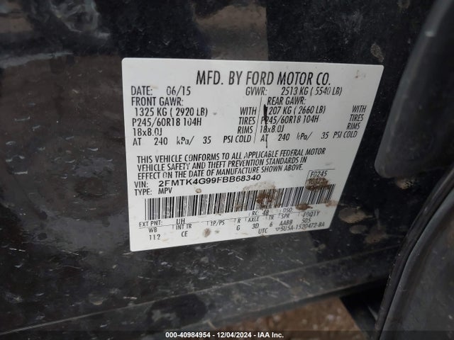Ford EDGE SE 2015 2FMTK4G99FBB68340 Image 8