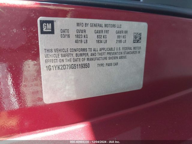 2016 CHEVROLET CORVETTE 1G1YK2D79G5119350 Photo 8