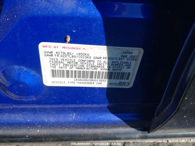 2008 MITSUBISHI LANCER JA3AU26U38U013553 Photo 8