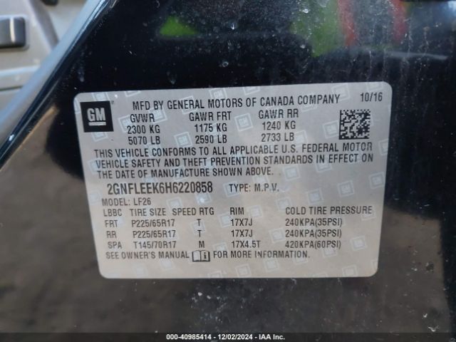 2GNFLEEK6H6220858 Chevrolet EQUINOX LS