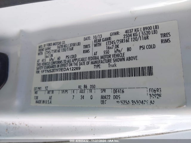 Ford E-250 Commercial 2014 1FTNS2EW2EDA12269 Image 9