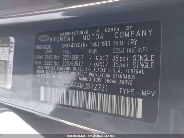 KM8J2CA44MU332731 Hyundai TUCSON SE