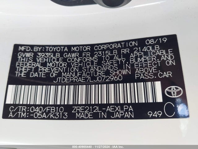 Toyota COROLLA LE 2020 JTDEPRAE7LJ072960 Image 9