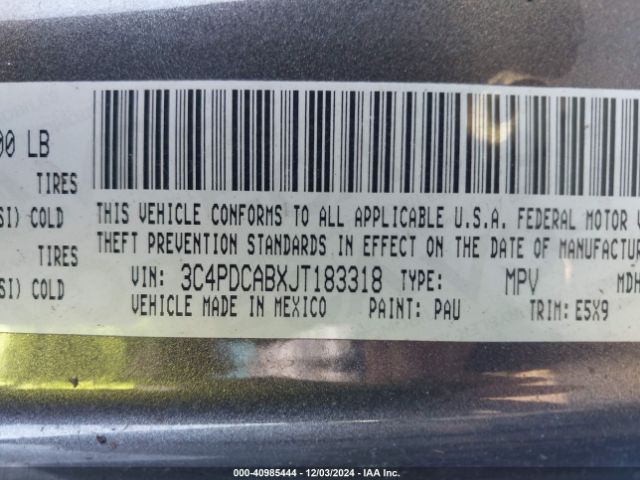 3C4PDCABXJT183318 Dodge JOURNEY SE