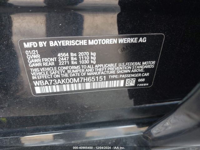 WBA73AK00M7H65151 BMW 228i Gran Coupe Xdrive
