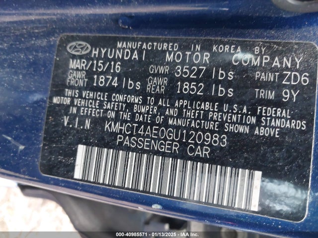 KMHCT4AE0GU120983 Hyundai ACCENT SE