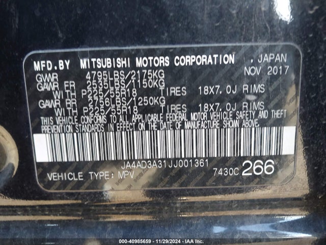 JA4AD3A31JJ001361 Mitsubishi mivec