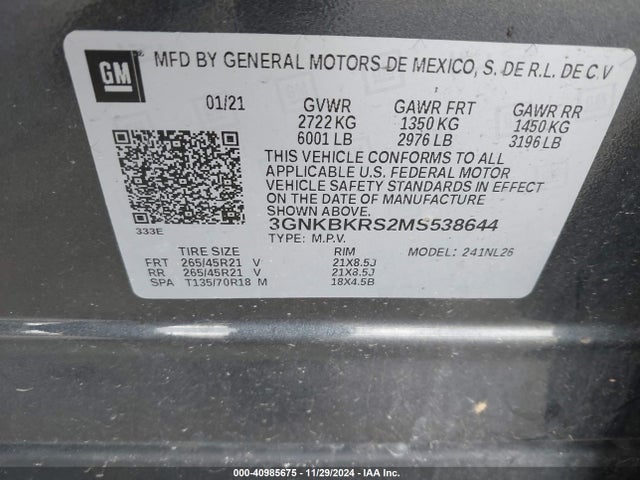 Chevrolet Blazer Awd Rs 2021 3GNKBKRS2MS538644 Image 9