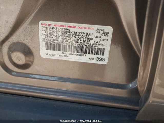 2010 MITSUBISHI OUTLANDER JA4JT3AW1AZ018109 Photo 8