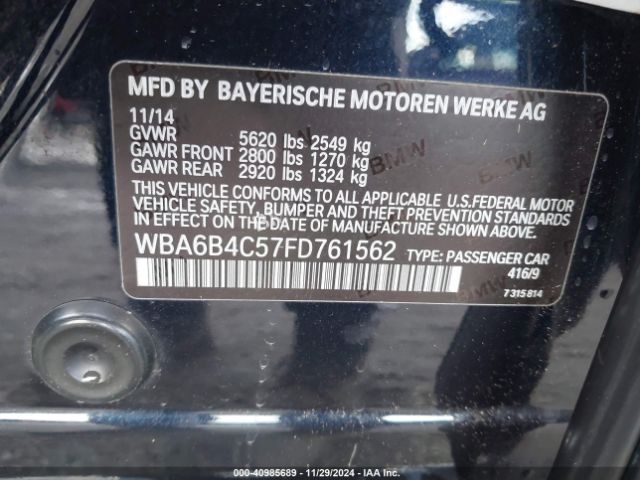 2015 BMW 650I GRAN COUPE WBA6B4C57FD761562 Photo 8