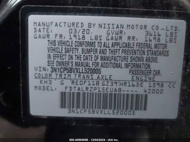 Nissan Kicks S Xtronic Cvt 2020 3N1CP5BVXLL520005 Image 9
