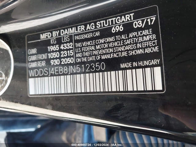 WDDSJ4EB8JN512350 Mercedes-Benz CLA 250