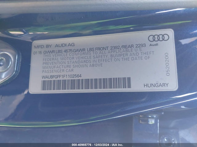 WAUBFGFF1F1102564 Audi A3 2.0t Premium