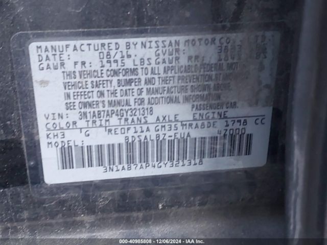 3N1AB7AP4GY321318 Nissan SENTRA S