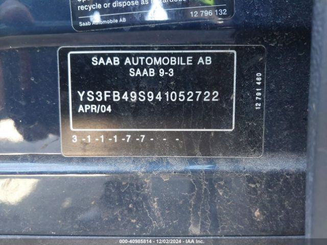 2004 SAAB 9-3 YS3FB49S941052722 Photo 8