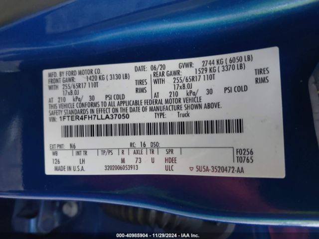 1FTER4FH7LLA37050 Ford Ranger Xlt