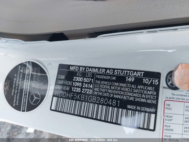 WDDHF5KB1GB280481 Mercedes-Benz E 350