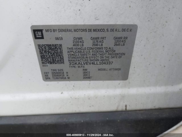 3GKALVEV4LL104337 GMC Terrain Awd Slt