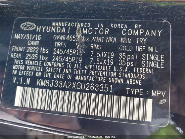 KM8J33A2XGU263351 Hyundai Tucson Limited