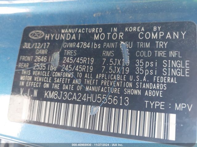 KM8J3CA24HU555613 Hyundai Tucson Value