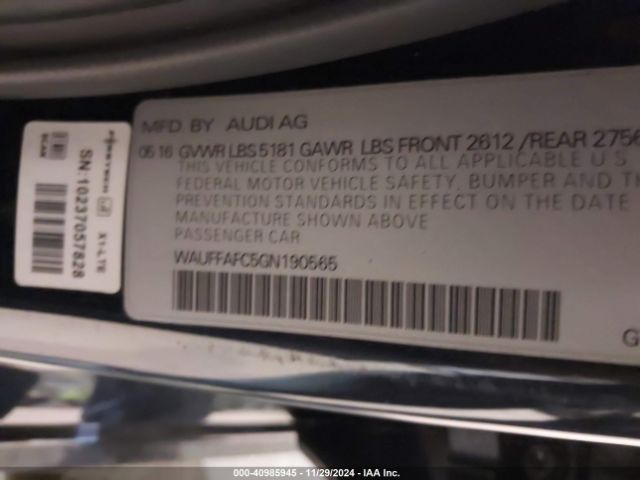 WAUFFAFC5GN190565 Audi A6 2.0t Premium
